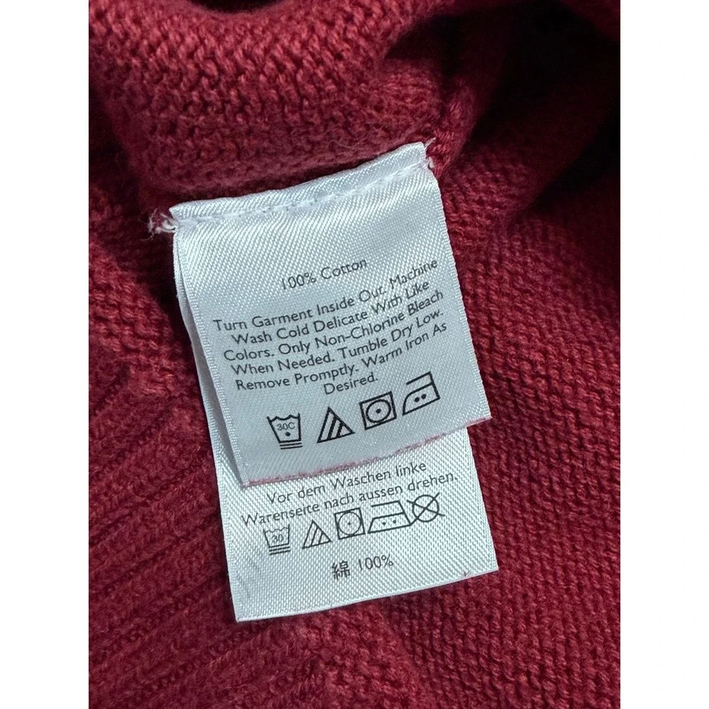 VTG Eddie Bauer Mens Red 100% Cotton Chunky Henley Knit Pullover Sweater Size M